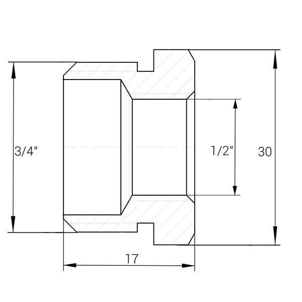 Футорка 3/4&Prime;х1/2&Prime;НВ латунная А0702А 000010500 фото