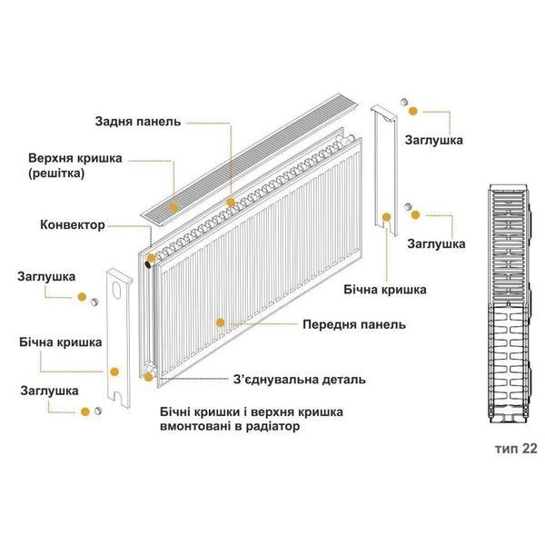 Радіатор сталевий 22/500х2000 бок KALDE 000010991 фото