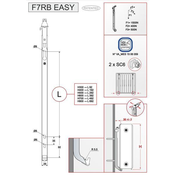 Кронштейн стального радиатора MB Fix F7RB 116076 фото