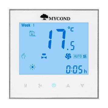 Термостат квадратний сенсорний білий LCD 2 канали AC220V Wi-Fi /MС-TRF-B2F-W-4 MYCOND/ 000026778 фото