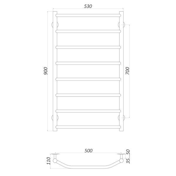 Рушникосушарка UNIO LT ER 900-500-8 Драбинка Трапеція електро 000021612 фото