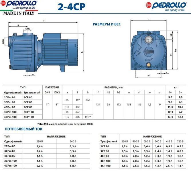 Насос відцентровий PEDROLLO 2CPm 80 43CPN075A1 фото