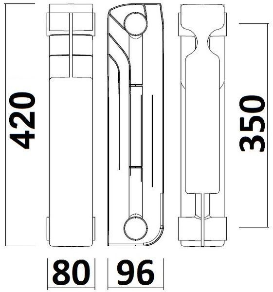 Радиатор биметаллический секционный QUEEN THERM 350/96 (кратно 10) 000021821 фото