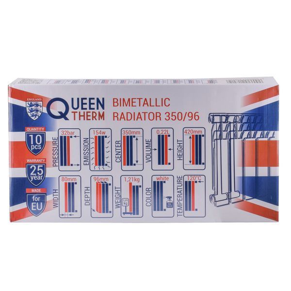 Радиатор биметаллический секционный QUEEN THERM 350/96 (кратно 10) 000021821 фото