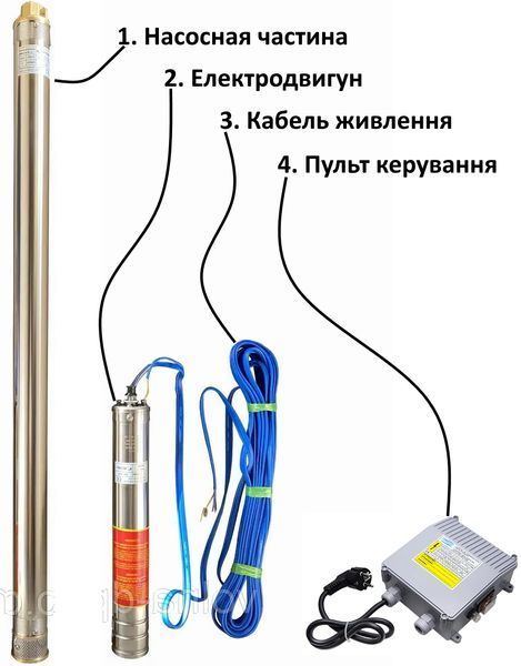 Насос свердловинний з підв, стійк, до піску 3&Prime; OPTIMA 3SDm1,8/39 1,1 кВт 159м +пульт+кабель 1,5мNEW 000021402 фото
