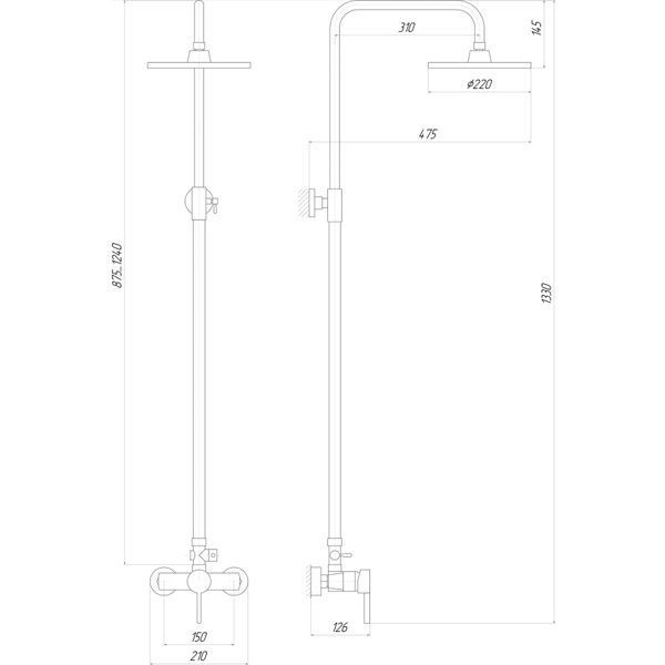 Душевая система Globus Lux LAZER DS-007A 000014990 фото