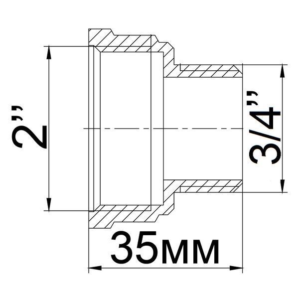 Перехідник редукційний 2&Prime;х 3/4&Prime;ВЗ латунний 623-1Б 000011845 фото