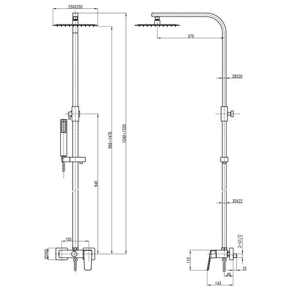 Душевая система TOPAZ LEXI TL 21702-H57-BL 000020241 фото