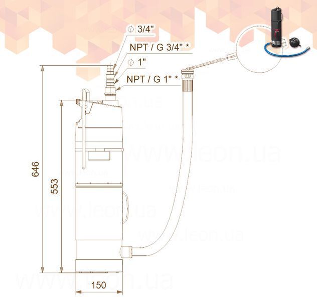 Насос для колодязів Grundfos SBA 3-45 AW, артикул 92713101 28332 фото