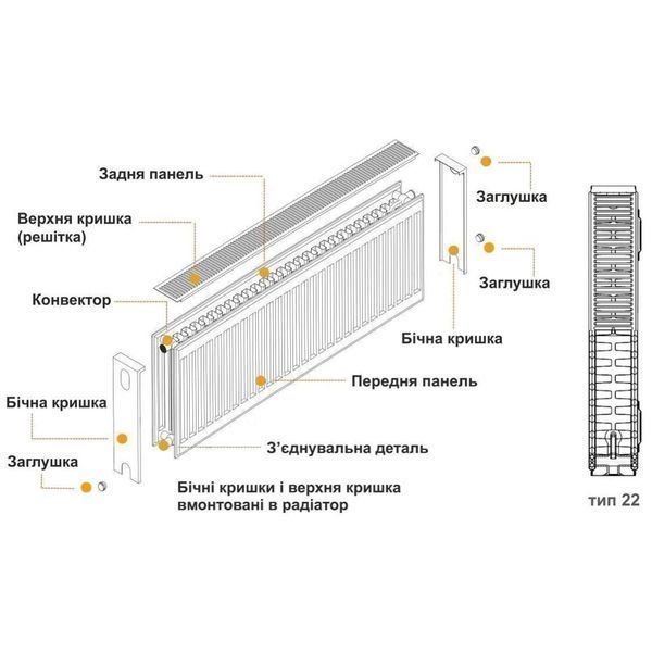 Радиатор стальной 22/300x600 низ-справа/бок KALDE (без клапана OUTER) 000010769 фото