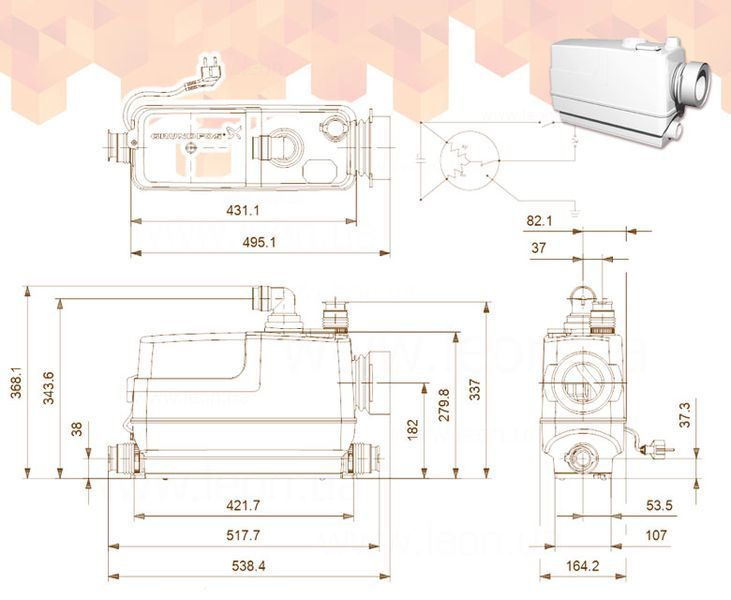 Каналізаційна станція Grundfos Sololift2 CWC-3, артикул 97775316 28712 фото