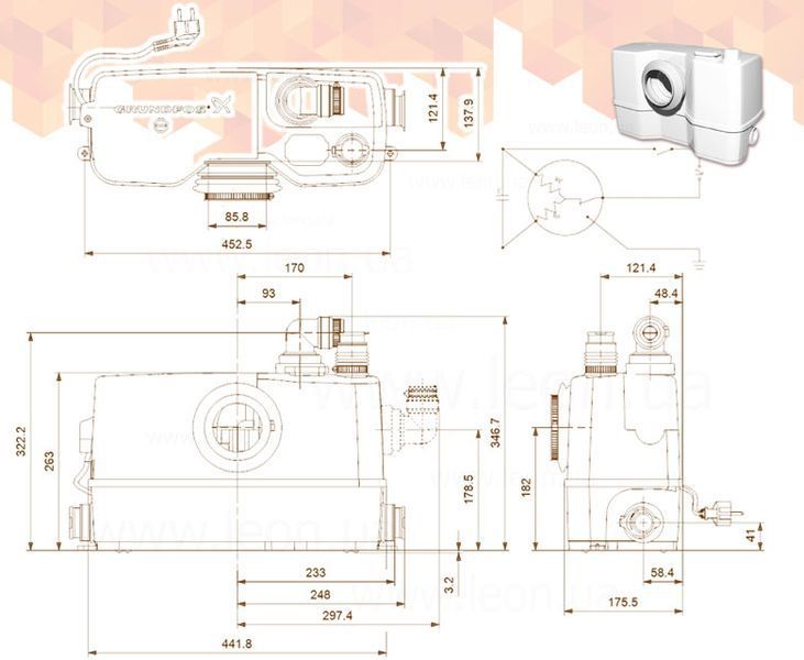 Каналізаційна станція Grundfos Sololift2 WC-3, артикул 97775315 28711 фото