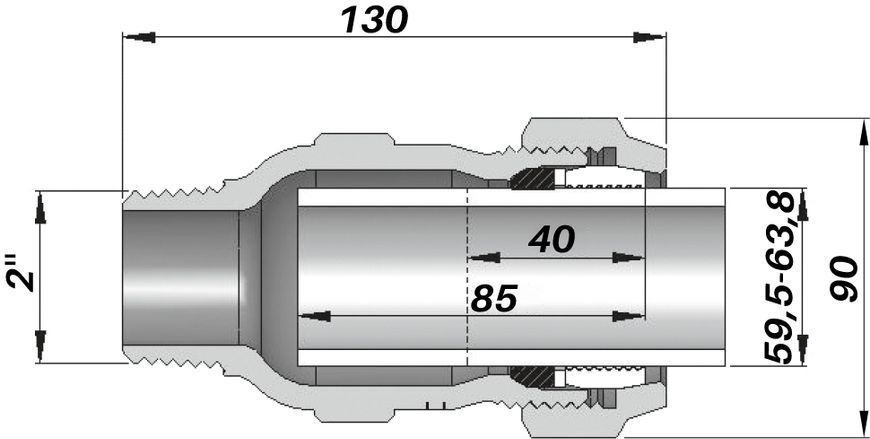 З'єднання пряме зажимне з зовнішньою різьбою DN50(59,5-63,8 мм) х 2&Prime; AK AGAflex 000005738 фото