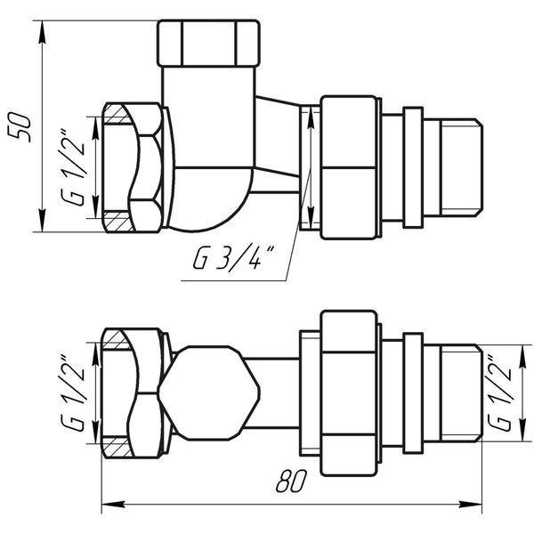 Кран радиаторный прямой SOLOMON 1/2&Prime; с резиновым уплотнителем 161405 под ключ 000015232 фото