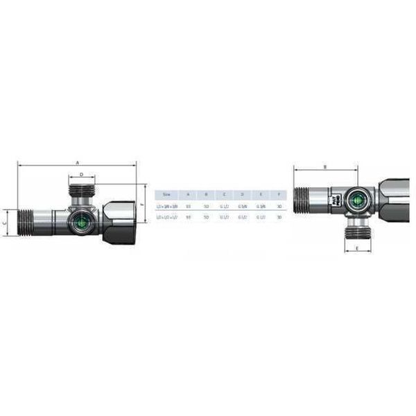 Кран шаровой угловой двойной ARCO 1/2&Prime;х 1/2&Prime;х1/2&Prime; A80TWIN CQ4105 000013551 фото