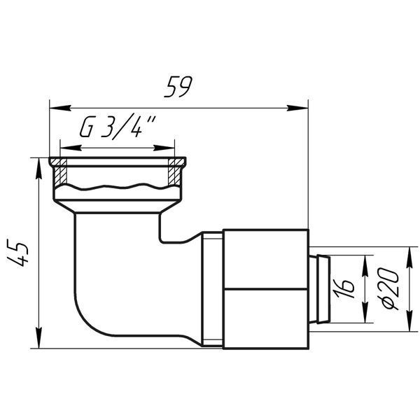 Кутник із внутрішньою різьбою APE ITALY 752 L 3/4&Prime;х20 000000866 фото