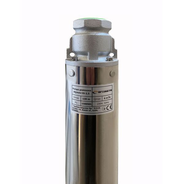 Насос свердловиний з підвищеною стійкістю до піску OPTIMA PM 4QJm4/20 1,5 кВт 150м + 1,5 м кабель 000017628 фото