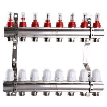 Коллектор с расходомерами, регуляторами и креплением ECO 001D 1&Prime;x8 000012642 фото