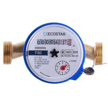 Лічильник холодної води ECOSTAR DN15 1/2&Prime; без штуцера L110 E-C 2,5 000023020 фото