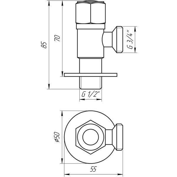 Кран кульовий кутовий Professional 1/2&Prime;X3/4&Prime; NV-QP888 BLACK 000025137 фото
