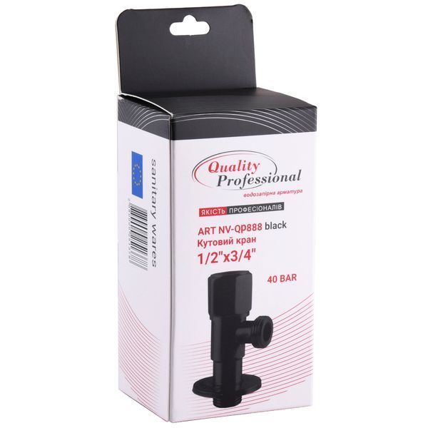 Кран кульовий кутовий Professional 1/2&Prime;X3/4&Prime; NV-QP888 BLACK 000025137 фото