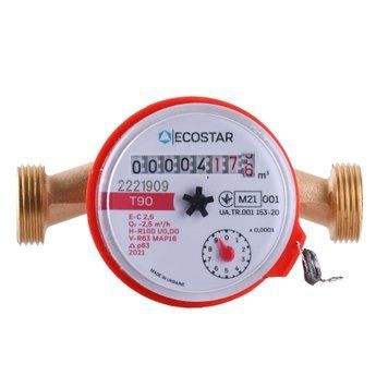 Лічильник гарячої води ECOSTAR DN15 1/2&Prime; без штуцера L110 E-C 2,5 000023021 фото