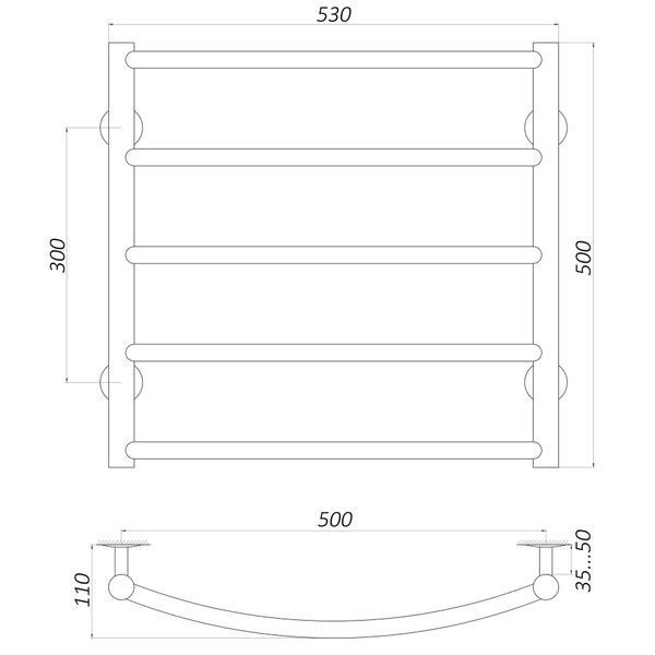 Рушникосушарка UNIO LD W 500-500-5 Драбинка Дуга вода 000020652 фото