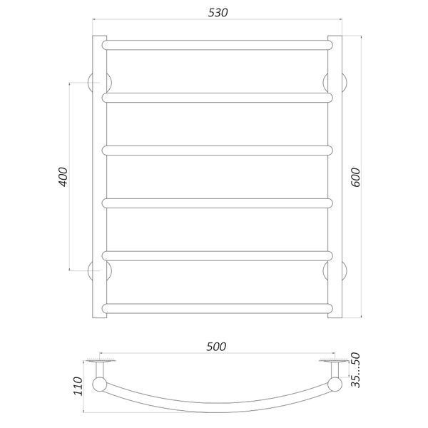 Рушникосушарка UNIO LD W 600-500-6 Драбинка Дуга вода 000020653 фото
