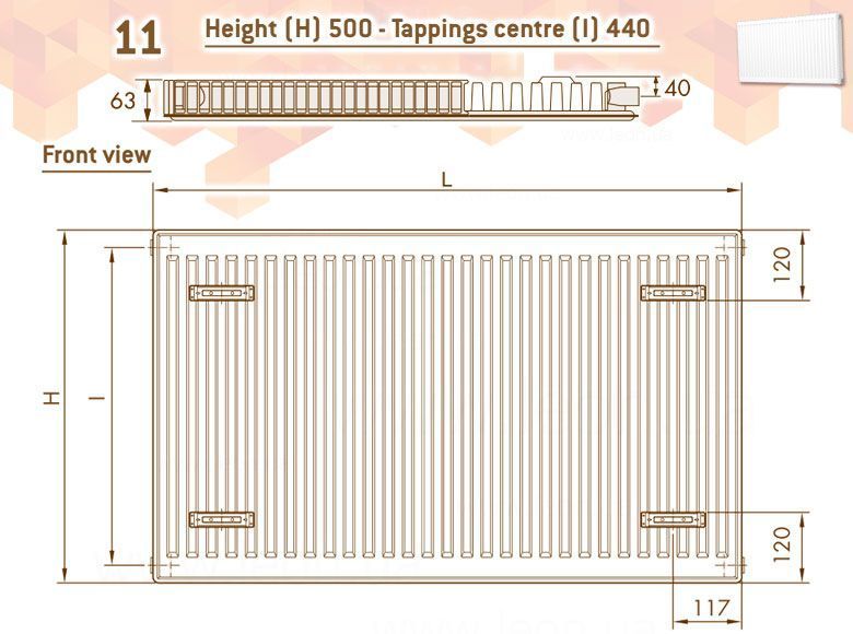 Радиатор стальной DL Radiators Compact Panel 11 TEK 500x1800 мм, 1948 Вт, боковое подключение, артикул 0181245154 117147 фото
