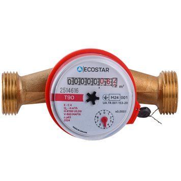 Лічильник гарячої води ECOSTAR DN20 3/4&Prime; без штуцера L130 E-C 4,0 без КМЧ 000021865 фото