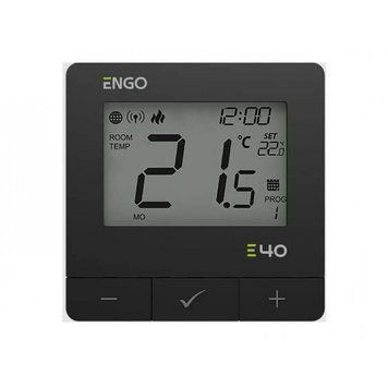 Програмований інтернет терморегулятор ENGO E40-BATB ZigBee+868 МГц, бездрот. підключ.,чорний E40-BATB фото