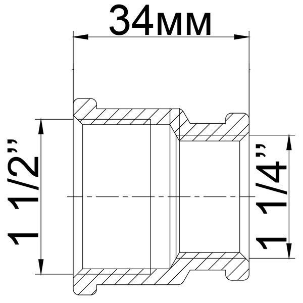 Муфта редукційна 1 1/2&Prime;х1 1/4&Prime;ВВ латунна 307-1Б 000012379 фото