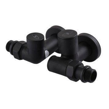 Набор Кран вентильный угловой с американкой SOLOMON LUX 1/2&Prime; 7777 TEN (2шт.) BLACK (1уп) 000020286 фото
