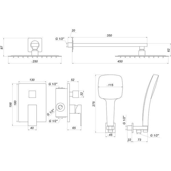 Душевая система Globus Lux GLM-205-GP-SMART 000028466 фото