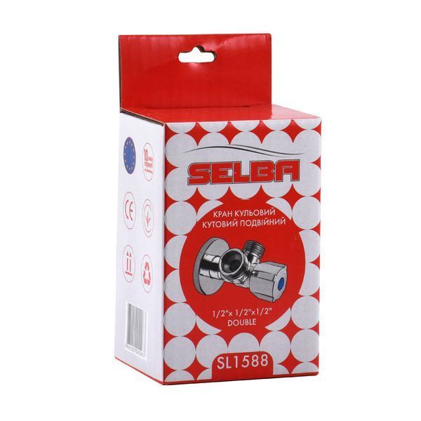 Кран шаровой угловой двойной SELBA 1/2&Prime;х 1/2&Prime;х1/2&Prime; DOUBLE (SL1588) 000024296 фото
