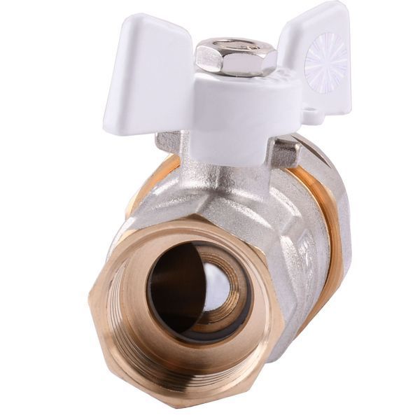 Кран шаровый прямой с американкой Q PROFESSIONAL QP003 PN40 3/4&Prime; антипротечка, Белая бабочка 000014413 фото