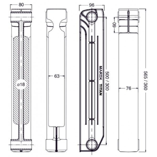 Радиатор биметаллический TITAN 300/96 TITAN 300/96 фото