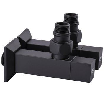Набор Кран полуоборотный угловой с американкой SOLOMON LUX 1/2&Prime; CUBE BLACK 8888 (1уп) 000021912 фото