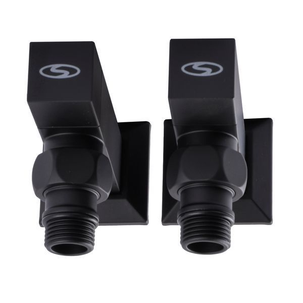 Набор Кран полуоборотный угловой с американкой SOLOMON LUX 1/2&Prime; CUBE BLACK 8888 (1уп) 000021912 фото