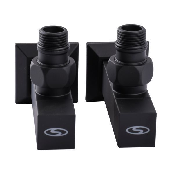 Набор Кран полуоборотный угловой с американкой SOLOMON LUX 1/2&Prime; CUBE BLACK 8888 (1уп) 000021912 фото