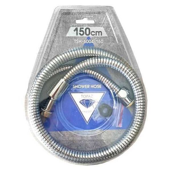 Шланг для душу TOPAZ TSH-6004-150 хром 150см посилений рухома гайка, Blister 000014256 фото