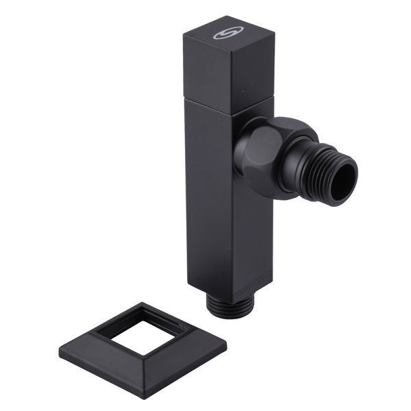 Набор Кран полуоборотный угловой с американкой SOLOMON LUX 1/2&Prime; CUBE BLACK 8888 (1уп) 000021912 фото