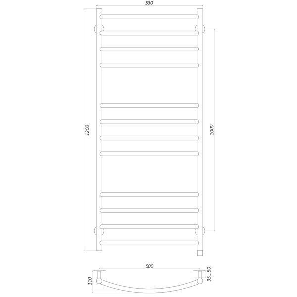 Рушникосушарка UNIO LDE EL 1200-500-12 BLK Лесенка Дуга Элит электро черная 000021554 фото