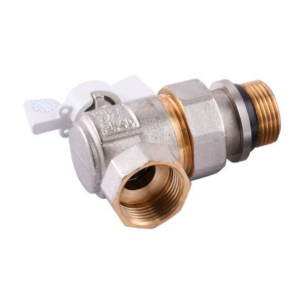 Кран кульовий кутовий з американкою Q PROFESSIONAL QP004 PN40 3/4&Prime; антипротікання, Білий метелик 000014416 фото