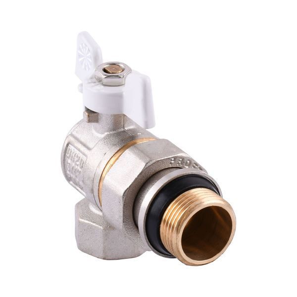 Кран кульовий кутовий з американкою Q PROFESSIONAL QP004 PN40 3/4&Prime; антипротікання, Білий метелик 000014416 фото
