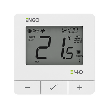 Програмований інтернет терморегулятор ENGO E40-BATW, ZigBee+868 МГц, бездрот. підключ.,білий E40-BATW фото