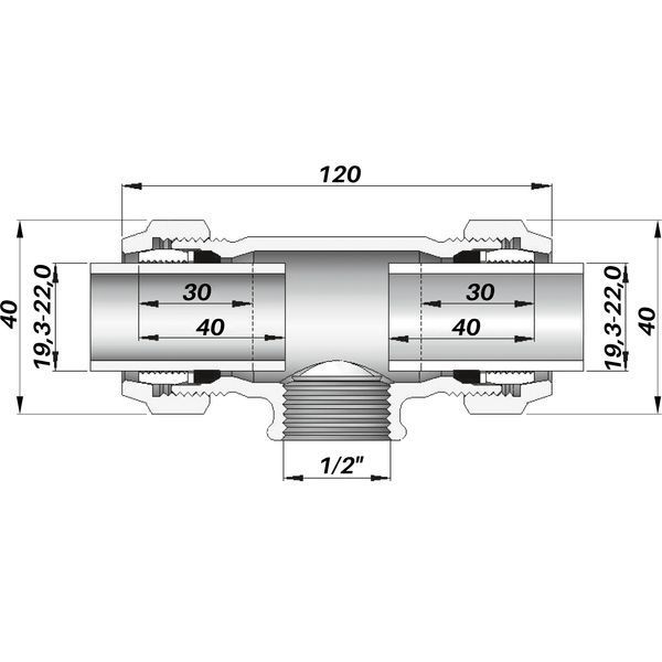 Соединение зажимное тройное с внутренней резьбой DN15(19,3-22,0 мм) х 1/2&Prime; TK AGAflex 000027780 фото