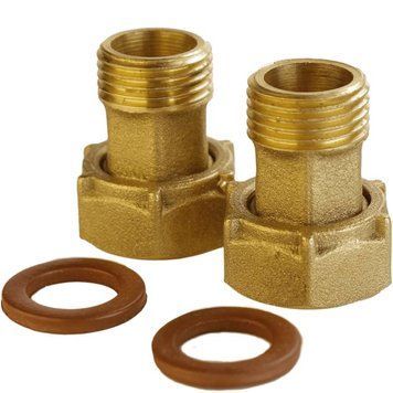 Комплект штуцерів для лічильника латунний 3/4&Prime;ВР х 1/2&Prime;ЗР з біконітовою прокладкою Б2709-1КбА 000026254 фото