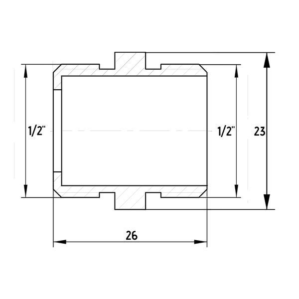 Ниппель 1/2&Prime;НН латунный под прокладку А0501-1А 000010507 фото