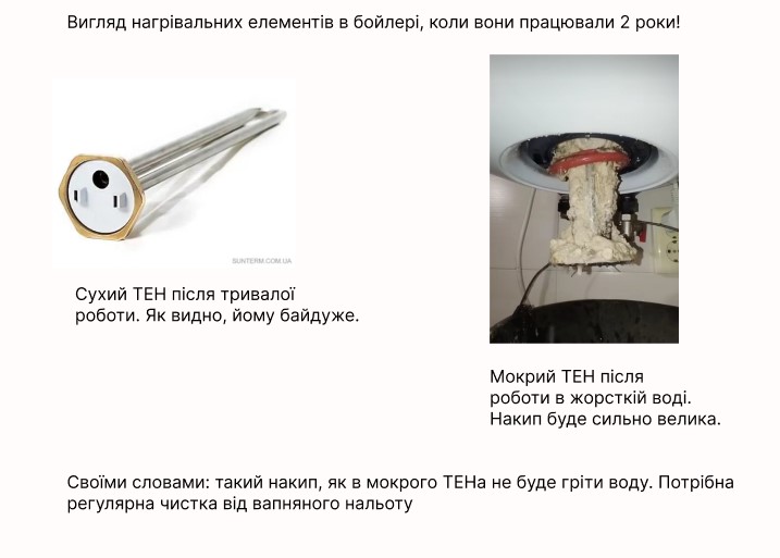 Вид который имеют два ТЭНА разного типа. Сухой, по всей видимости, почти не изменился